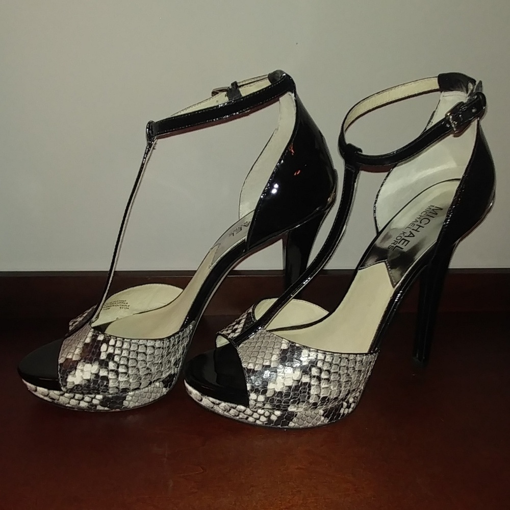 Michael Kors Embossed Leather Brenna T-Strap